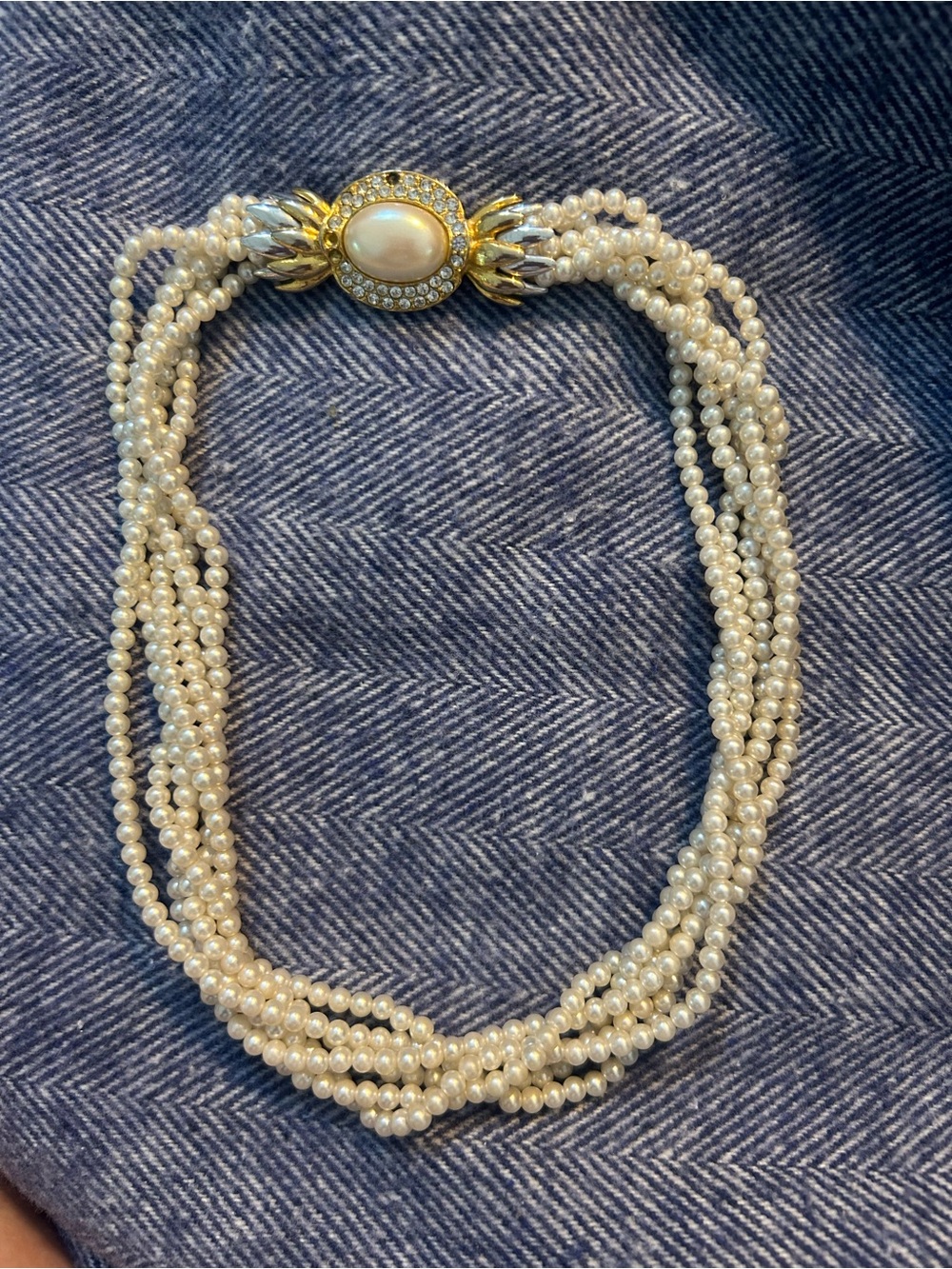 Craft Ivory Multi-Strand Pearl Necklace with Gold Oval Clasp